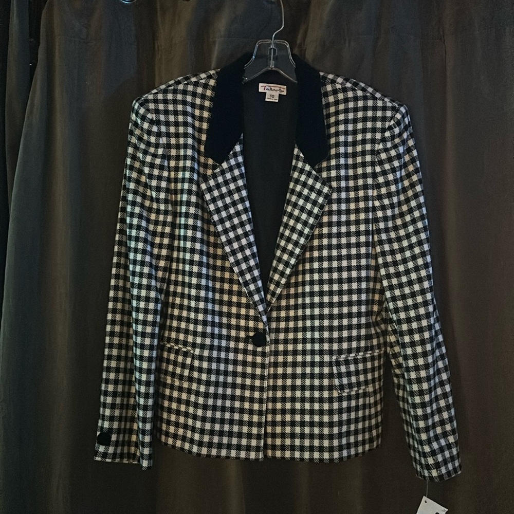 Talbots❤️🍄VINTAGE🍄❤️Suit jacket Wool  Blend Velvet buttonscollar New W/ …